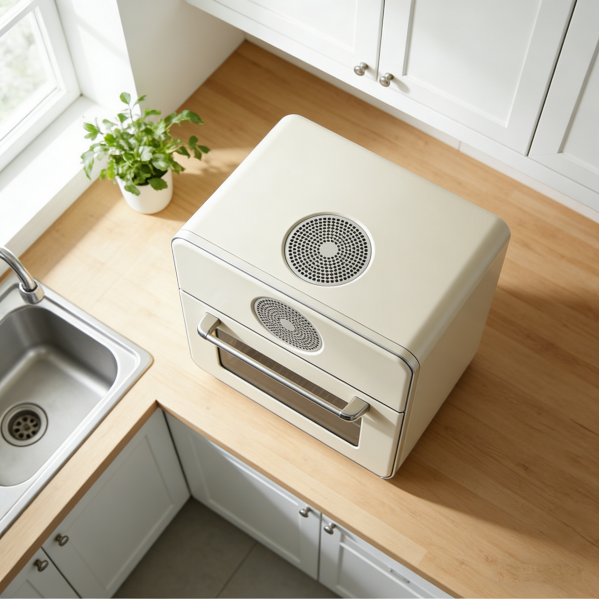 Smart Multi-Functional Electric Oven with 360° Hot Air Circulation, Precise Temperature Control, Steam Cooking & Easy-Clean Liner, All-in-One Solution for Healthy Home Baking & Grilling, Beginner-Friendly.🍳